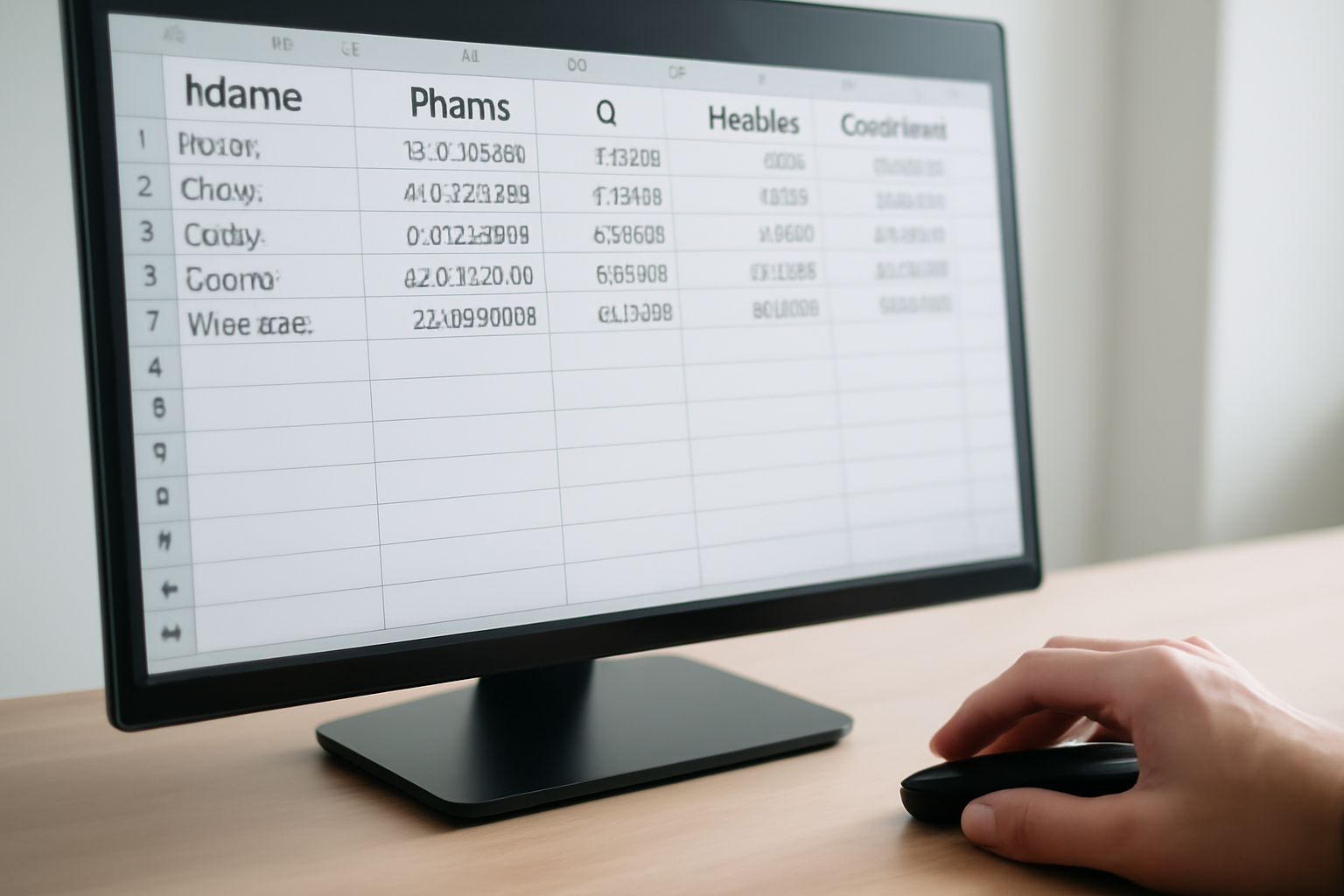 Màn hình máy tính hiển thị file Excel chứa dữ liệu khách hàng cần chuyển đổi