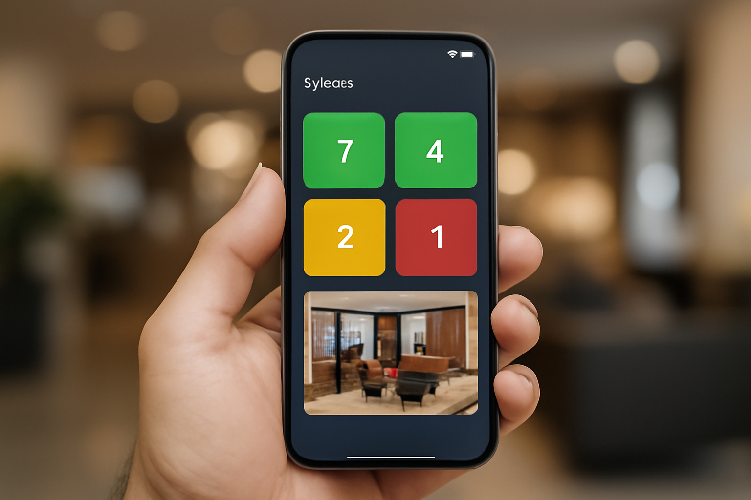 Chủ nhà nghỉ xem trạng thái phòng và camera giám sát trên ứng dụng di động EPOS365