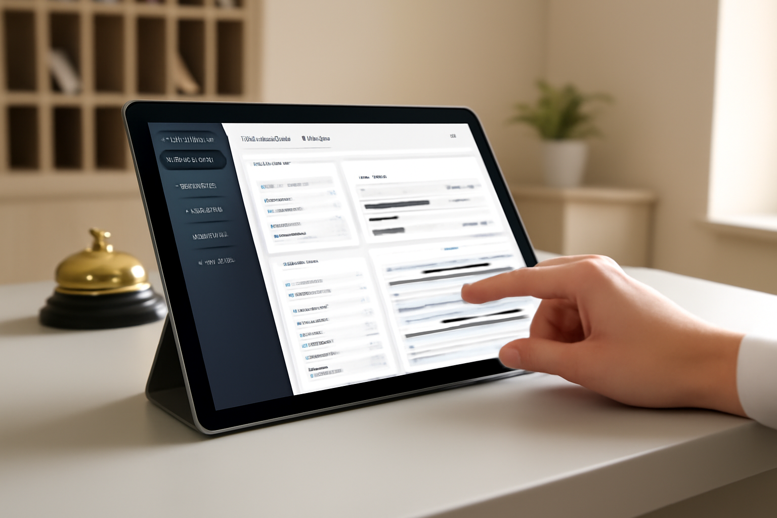 Giao diện phần mềm quản lý nhà nghỉ trên nền tảng web dễ sử dụng, hiện đại và thân thiện trên máy tính bảng