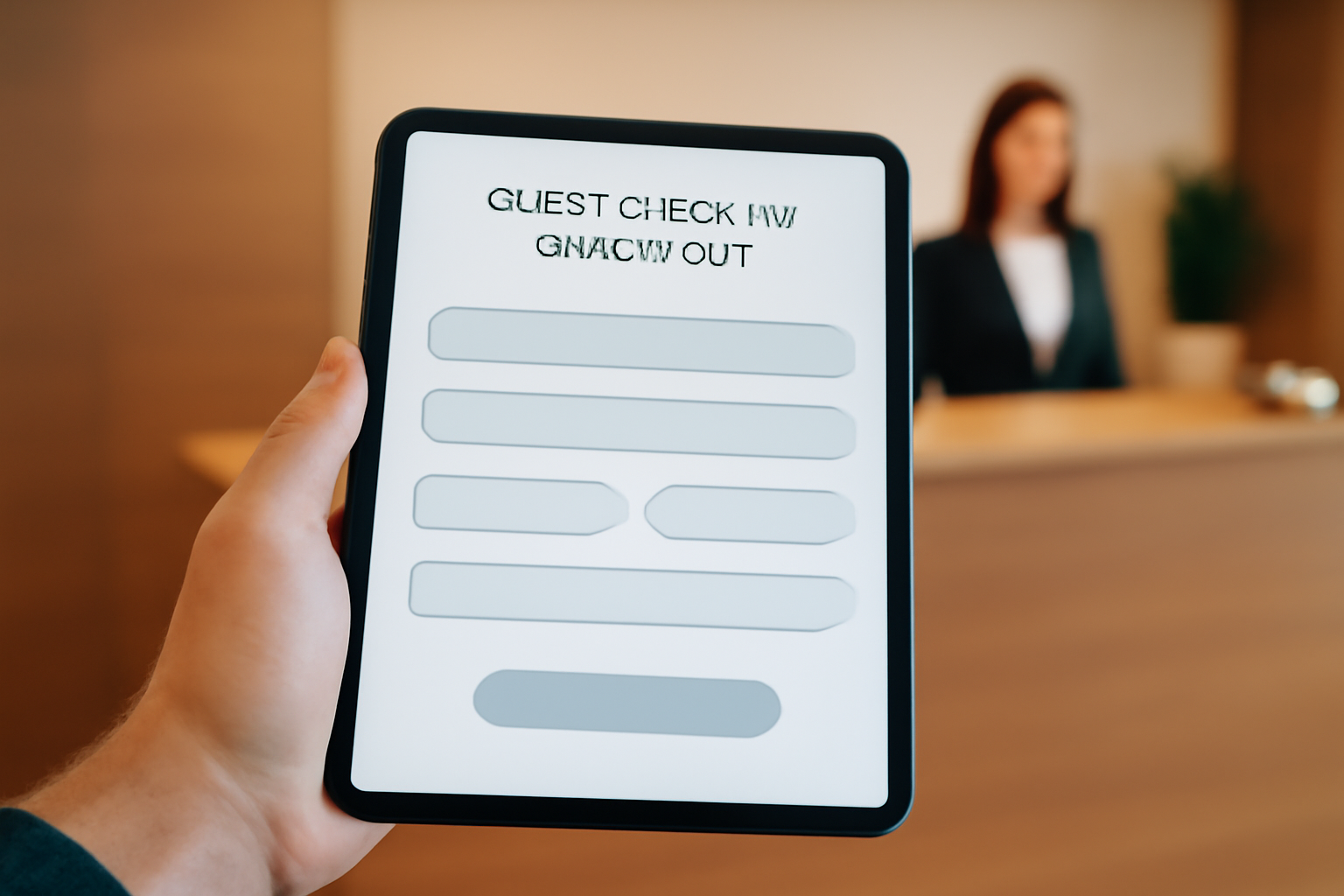Màn hình điện thoại hiển thị giao diện phần mềm quản lý danh sách khách hàng lưu trú nhà nghỉ